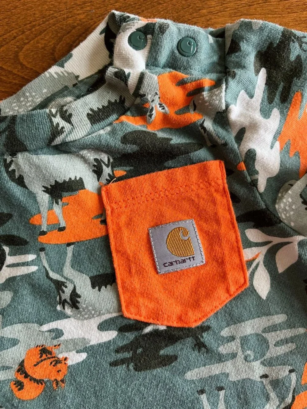 Carhartt forest animals camo shortie romper 9m